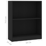 Libreria Nera 60x24x74,5 cm in Legno Multistrato