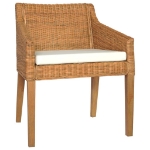 Sedie da Pranzo con Cuscini 2 pz Marrone Chiaro Rattan Naturale