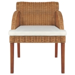 Sedie da Pranzo con Cuscini 2 pz Marrone Chiaro Rattan Naturale