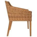 Sedie da Pranzo con Cuscini 2 pz Marrone Chiaro Rattan Naturale