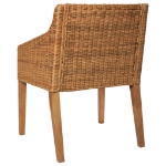 Sedie da Pranzo con Cuscini 2 pz Marrone Chiaro Rattan Naturale