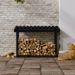 Portalegna Nero 108x64,5x78 cm in Legno Massello di Pino