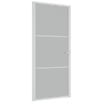 Porta Interna 93x201,5 cm Bianco Opaco Vetro e Alluminio