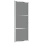 Porta Interna 83x201,5 cm Bianca in Vetro ESG e Alluminio