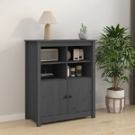 Credenza Grigia 83x41,5x100 cm in Legno Massello di Pino