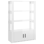 Credenza Bianco Lucido 80x30x119,5 cm in Legno Multistrato