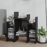 Credenza Nero Lucido 60x26x60 cm in Truciolato