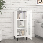 Credenza Bianco Lucido 34,5x34x90 cm in Legno Multistrato