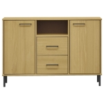 Credenza Gambe Metallo Marrone 113x40x77 cm Legno Massello OSLO