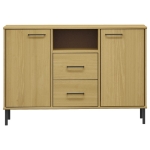 Credenza Gambe Metallo Marrone 113x40x77 cm Legno Massello OSLO