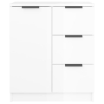 Credenze 2 pz Bianco Lucido 60x30x70 cm in Legno Multistrato
