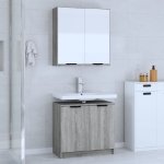 Set di Mobili da Bagno 2 pz Grigio Sonoma in Legno Multistrato