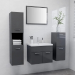 Set Mobili da Bagno Grigio Lucido in Truciolato