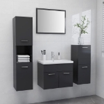 Set Mobili da Bagno Grigio Lucido in Truciolato