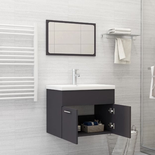 Set Mobili da Bagno Grigio in Truciolato