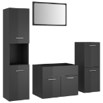 Set Mobili da Bagno Grigio Lucido in Truciolato