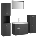 Set Mobili da Bagno Grigio Lucido in Truciolato
