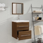 Mobile da Bagno con Specchio Rovere Marrone 41x38,5x48 cm