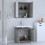 Set di Mobili da Bagno 2 pz Grigio Sonoma in Legno Multistrato