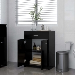 Armadio da Bagno Nero 60x33x80 cm in Truciolato