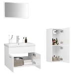 Set Mobili da Bagno Bianco Lucido in Truciolato