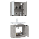 Set di Mobili da Bagno 2 pz Grigio Cemento in Legno Multistrato