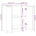 Credenze 2 pz Grigio Cemento 60x30x70 cm in Legno Multistrato