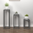 Set Supporti per Piante 3 pz Grigio in Legno Massello di Pino