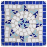 Tavolino di Servizio con Mosaico Blu e Bianco in Ceramica