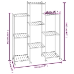 Portafiori con Ruote 83x25x103,5 cm Ferro Nero