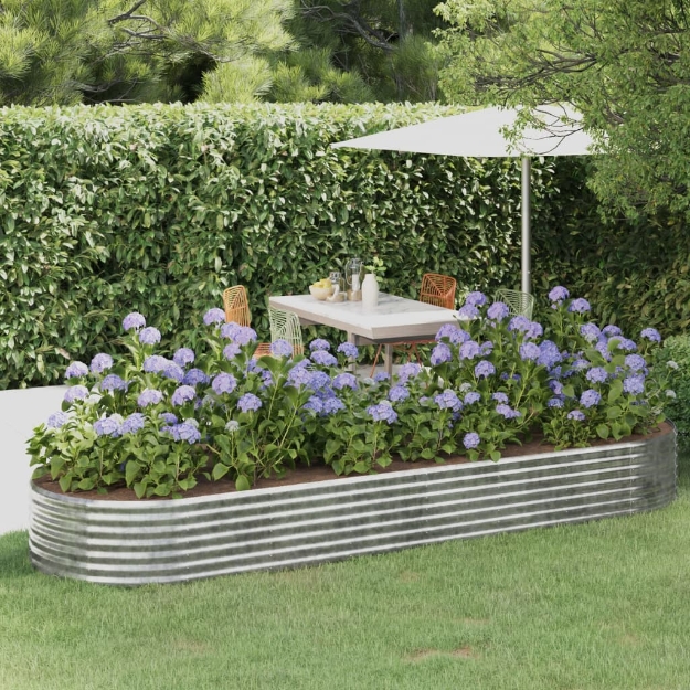 Vaso Giardino Acciaio Verniciato a Polvere 322x100x36cm Argento