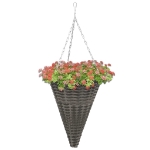 Cesti di Fiori Sospesi 2 pz in Polyrattan Grigio