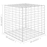 Gabbione Letto Rialzato a Cubo in Filo di Acciaio 60x60x60 cm