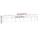 Vaso Giardino Acciaio Verniciato a Polvere 322x100x36cm Argento