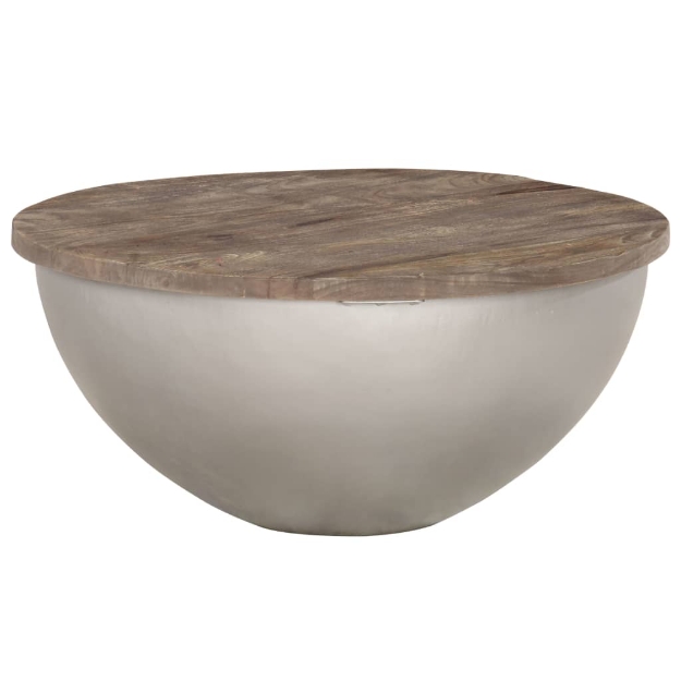 Tavolino da Caffè Semisferico Ø60 cm in Legno Massello di Mango