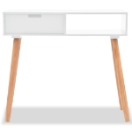 Tavolo Consolle in Legno di Pino Massello 80x30x72 cm Bianco