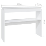 Tavolo Consolle Bianco 102x30x80 cm in Truciolato