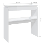 Tavolo Consolle Bianco Lucido 80x30x80 cm in Truciolato