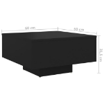 Tavolino da Salotto Nero 60x60x31,5 cm in Truciolato
