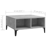 Tavolino da Salotto Grigio Cemento 60x60x30 cm in Truciolato