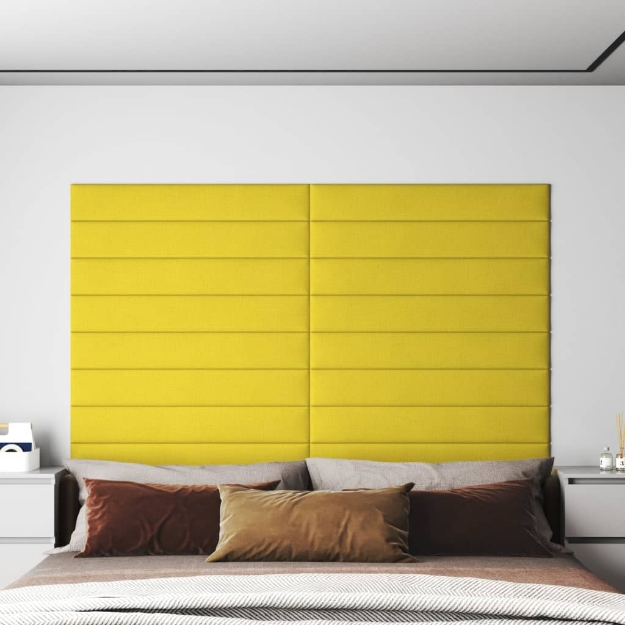 Pannelli Murali 12 pz Giallo Scuro 90x15 cm Tessuto 1,62 m²