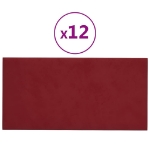 Pannelli Murali 12 pz Rosso Vino 60x30 cm in Velluto 2,16 m²