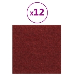 Pannelli Murali 12 pz Rosso Vino 30x30 cm in Tessuto 1,08 m²