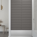 Pannelli Murali 12 pz Grigio Chiaro 60x15 cm Tessuto 1,08 m²