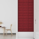 Pannelli Murali 12 pz Rosso Vino 30x15 cm Tessuto 0,54 m²