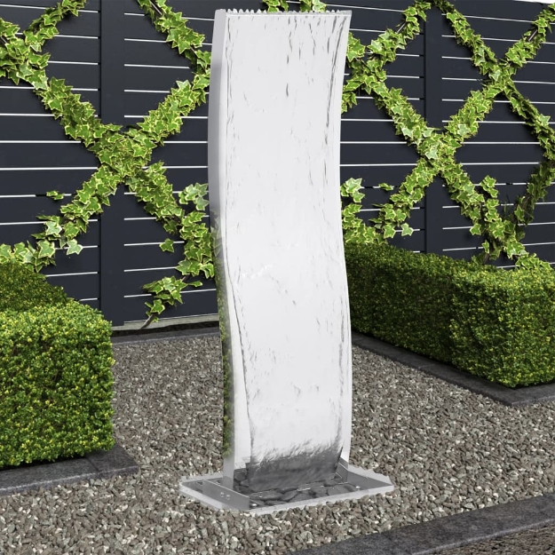 Fontana da Giardino con Pompa in Acciaio Inox 130 cm Curvo