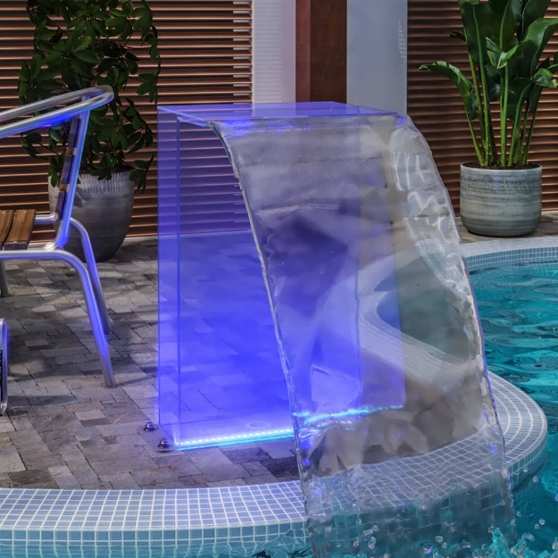 Set Fontana da Piscina con Connettore e LED RGB Acrilico 51 cm