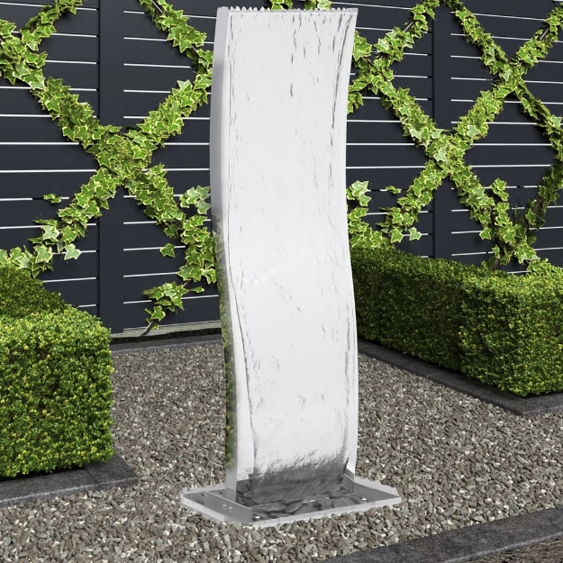 Fontana da Giardino con Pompa 108 cm in Acciaio Inox Curvo