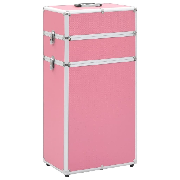 Valigia Trolley per Cosmetici in Alluminio Rosa