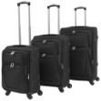 3 pz Set di Valigie Trolley Morbide Nere